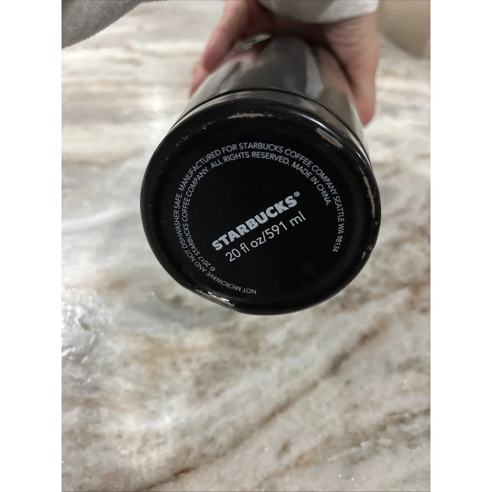 Starbucks 20 Oz Stainless Steel Black Tumbler With‎ Straw Lid Coffee Travel Mug